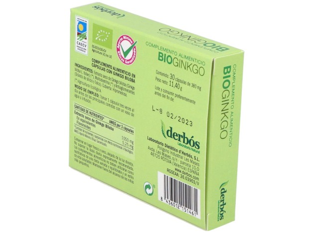 Derbós Bio Ginkgo Biloba 30Cáps