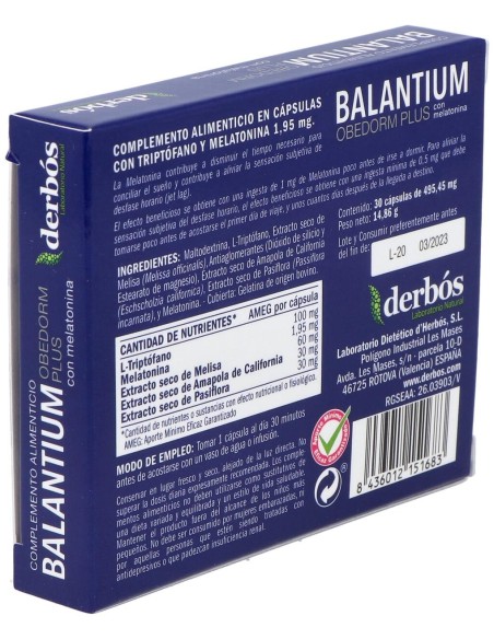 Balantium Obedorm Plus 30Cap.
