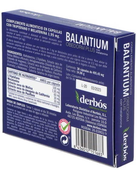 Balantium Obedorm Plus 30Cap.