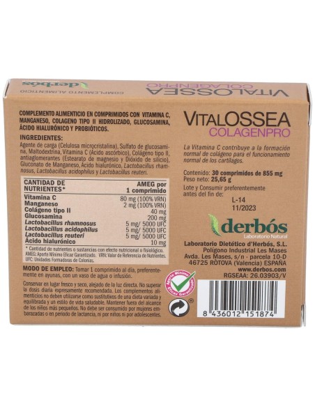 Derbos Vitalossea Colagenpro 30 Comp