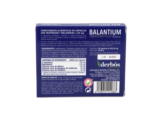 Balantium Obedorm Plus 30Cap.