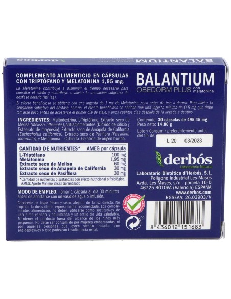 Balantium Obedorm Plus 30Cap.