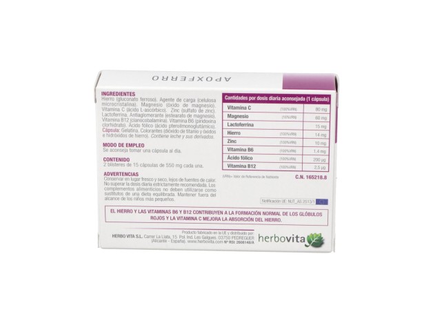 Herbovita Apoxferro 30Cáps