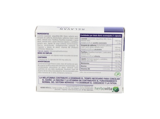 Herbovita Relavan Noche 30Caps