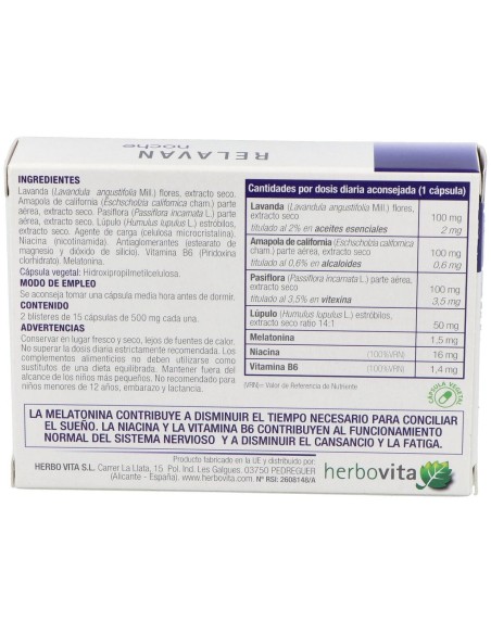 Herbovita Relavan Noche 30Caps