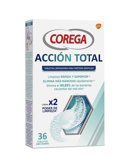Corega Acción Total Limpiador 36 Pastillas Efervescentes