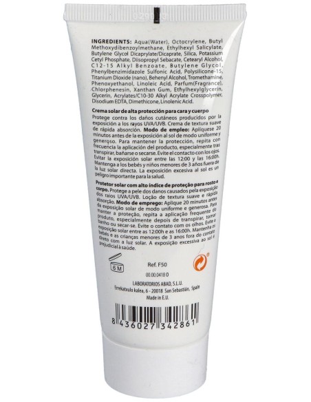 Crema Solar Muy Alta Proteccion 50+ 100Ml.