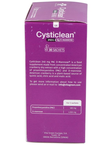 Cysticlean D-Manosa Con 240Mg Pac Y Arándano Rojo Sobres 30 U