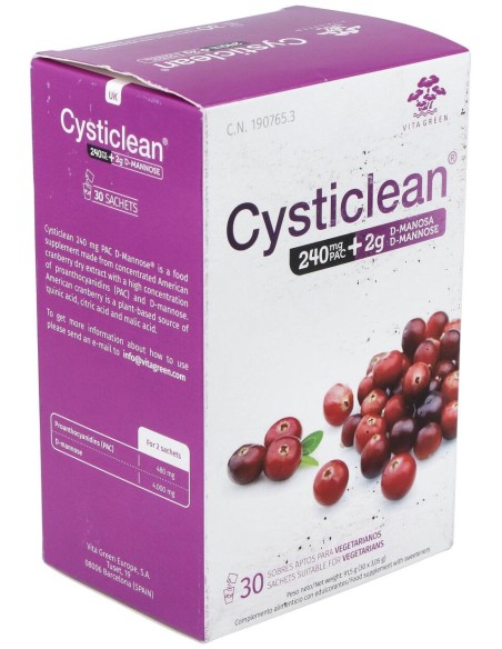 Cysticlean D-Manosa Con 240Mg Pac Y Arándano Rojo Sobres 30 U