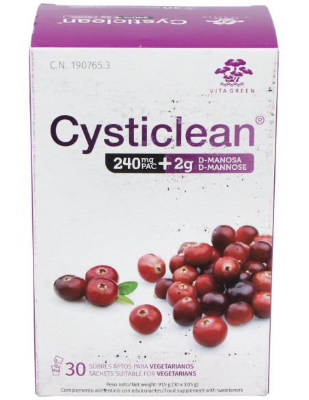 Cysticlean D-Manosa Con 240Mg Pac Y Arándano Rojo Sobres 30 U