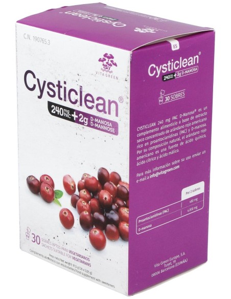 Cysticlean D-Manosa Con 240Mg Pac Y Arándano Rojo Sobres 30 U