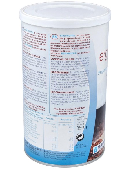 Ergynutril (Proteinas) Cacao Polvo 350Gr.
