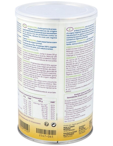 Vegenutril Prot.Guisante Chocolate Bote 300Gr.