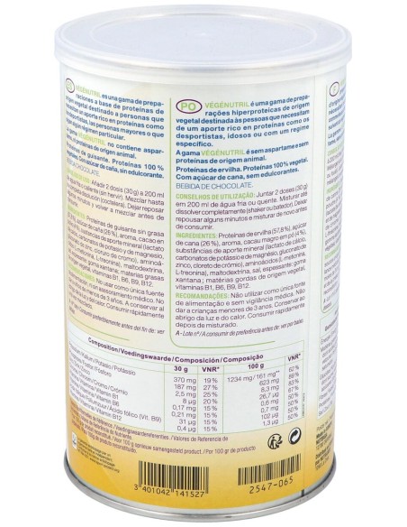 Vegenutril Prot.Guisante Chocolate Bote 300Gr.