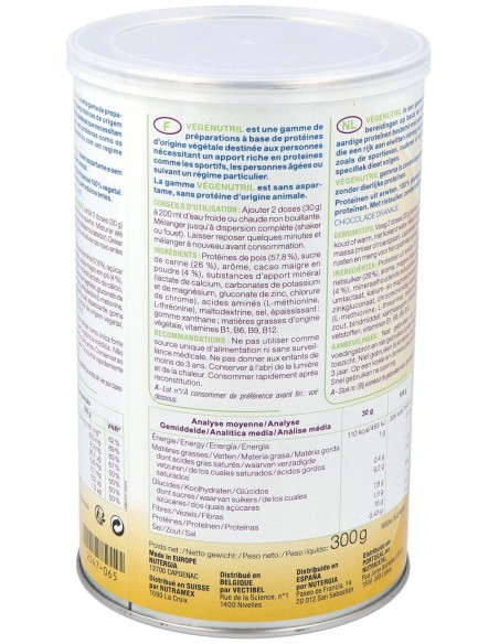 Vegenutril Prot.Guisante Chocolate Bote 300Gr.