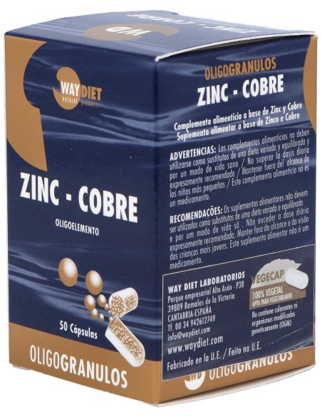 Waydiet Natural Products Zinc-Cobre Oligogranulos 50Caps