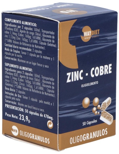 Waydiet Natural Products Zinc-Cobre Oligogranulos 50Caps