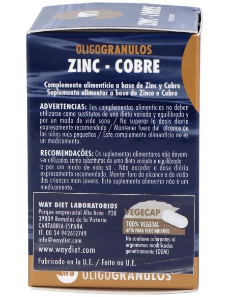 Waydiet Natural Products Zinc-Cobre Oligogranulos 50Caps