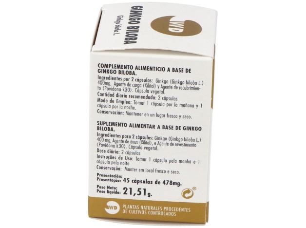 Waydiet Natural Ginko Biloba Phytogranulos 45Caps