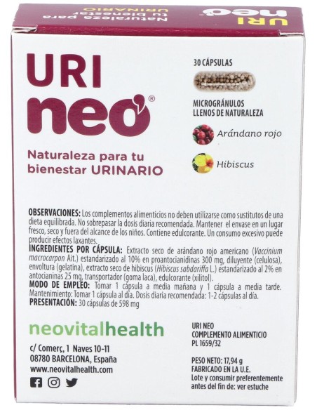 Uri-Neo® Arándano Rojo 500Mg 30Cáps