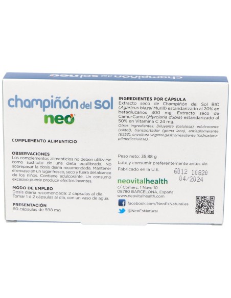 Neovital Health Champiñón Del Sol Neo 60Cáps