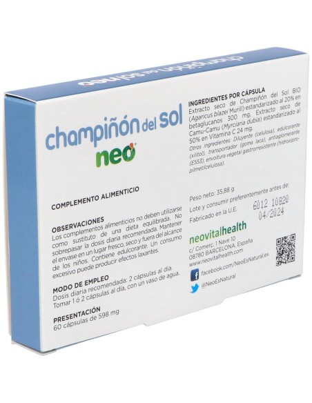 Neovital Health Champiñón Del Sol Neo 60Cáps