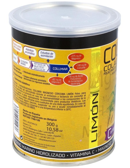 Drasanvi Collmar® Colágeno Marino + Magnesio + Cúrcuma Sabor Limón 300G