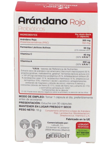Arandano Rojo + Probioticos 30Cap.