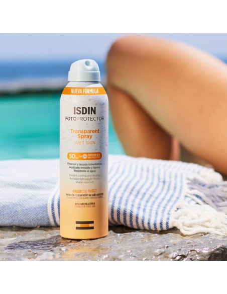 Fotoprotector ISDIN Transparent Spray Wet Skin SPF 50 250 ml