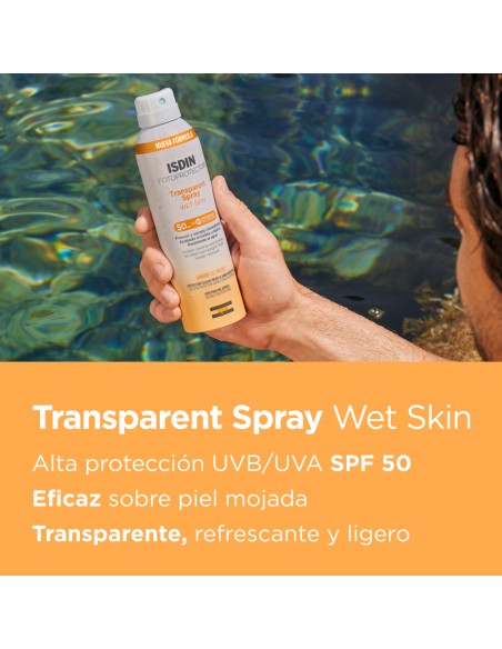 Fotoprotector ISDIN Transparent Spray Wet Skin SPF 50 250 ml