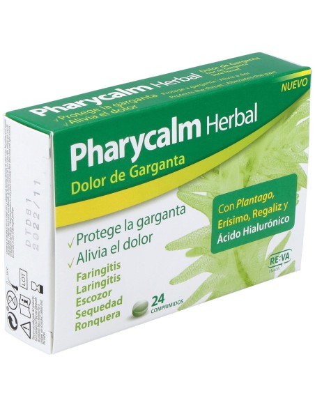 Pharycalm Herbal Plantaga Erysimum Regaliz 24 Comprimidos