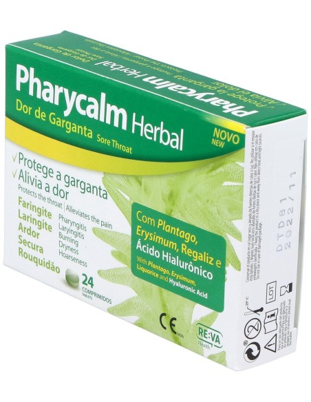 Pharycalm Herbal Plantaga Erysimum Regaliz 24 Comprimidos