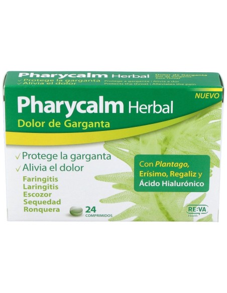 Pharycalm Herbal Plantaga Erysimum Regaliz 24 Comprimidos