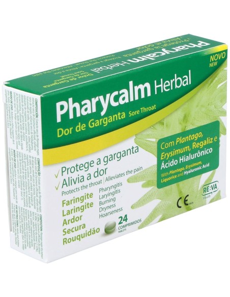 Pharycalm Herbal Plantaga Erysimum Regaliz 24 Comprimidos