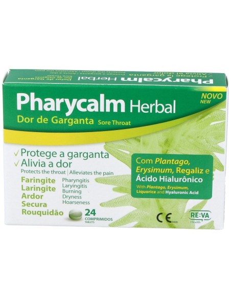Pharycalm Herbal Plantaga Erysimum Regaliz 24 Comprimidos