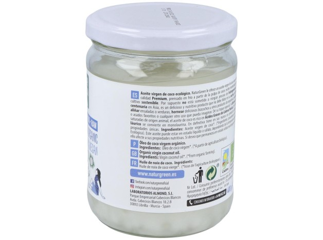 Aceite Virgen De Coco 1ª Presion Frio 400Gr. Bio