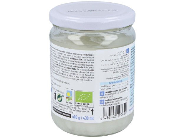 Aceite Virgen De Coco 1ª Presion Frio 400Gr. Bio