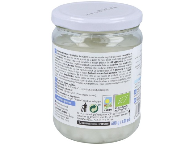 Aceite Virgen De Coco 1ª Presion Frio 400Gr. Bio