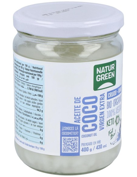Aceite Virgen De Coco 1ª Presion Frio 400Gr. Bio