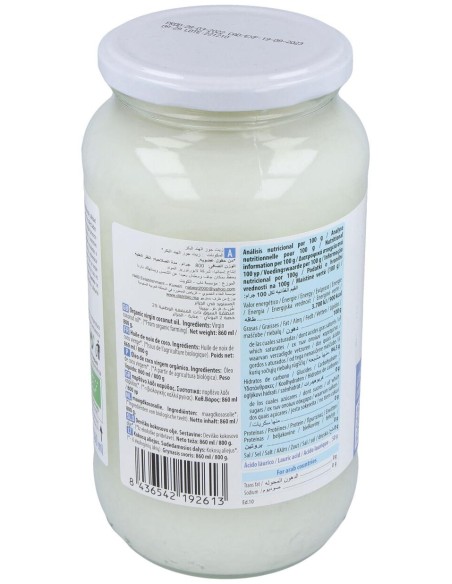 Aceite Virgen De Coco 1ª Presion Frio 800Gr. Bio
