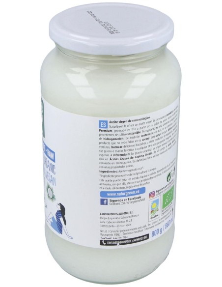 Aceite Virgen De Coco 1ª Presion Frio 800Gr. Bio