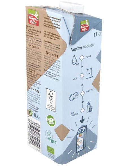Bebida Vegetal De Arroz Con Avellanas 1Lt 6Uds.