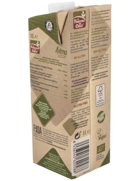 Bebida Vegetal De Avena 1Lt 6Uds. Bio Sg Vegan