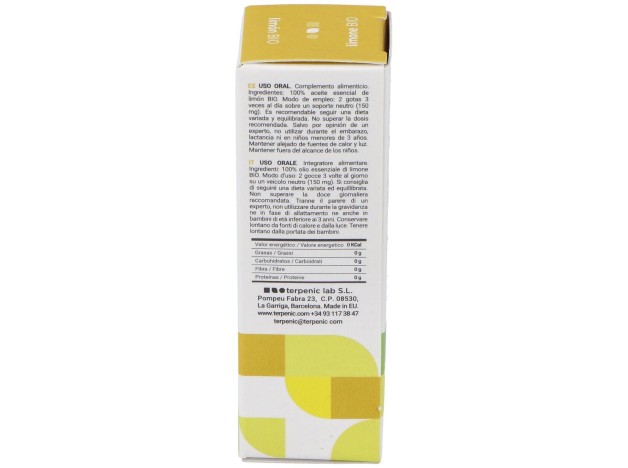 Limon Aceite Esencial Alimentario Bio 10Ml.