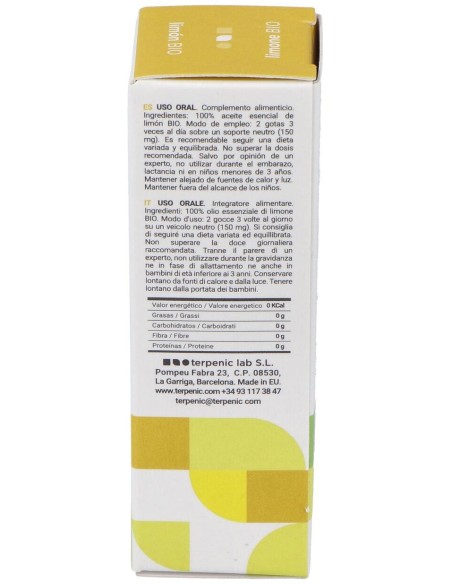 Limon Aceite Esencial Alimentario Bio 10Ml.