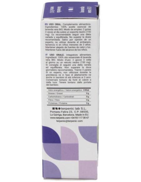 Lavanda Aceite Esencial Alimentario Bio 10Ml.