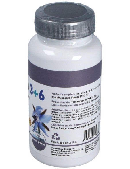 Omega 3+6 Borraja + Salmon 500Mg. 120Perlas