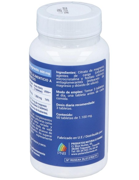 Polaris Citrato Magnesio 600Mg 60Tabs