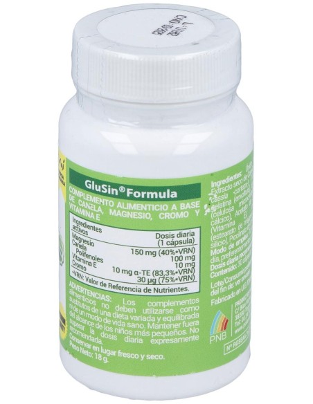 Glusin (Canela + Magnesio) 600Mg. 30Cap.