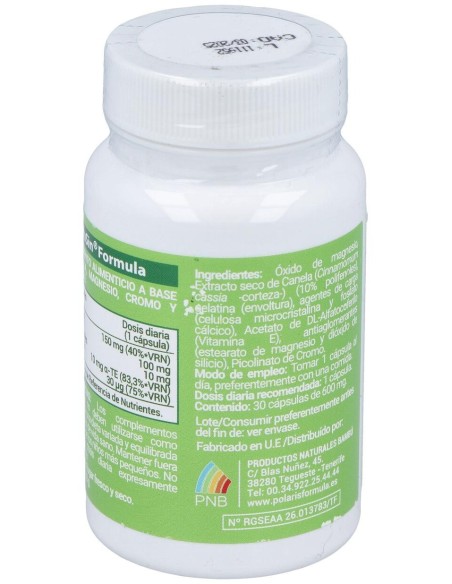 Glusin (Canela + Magnesio) 600Mg. 30Cap.